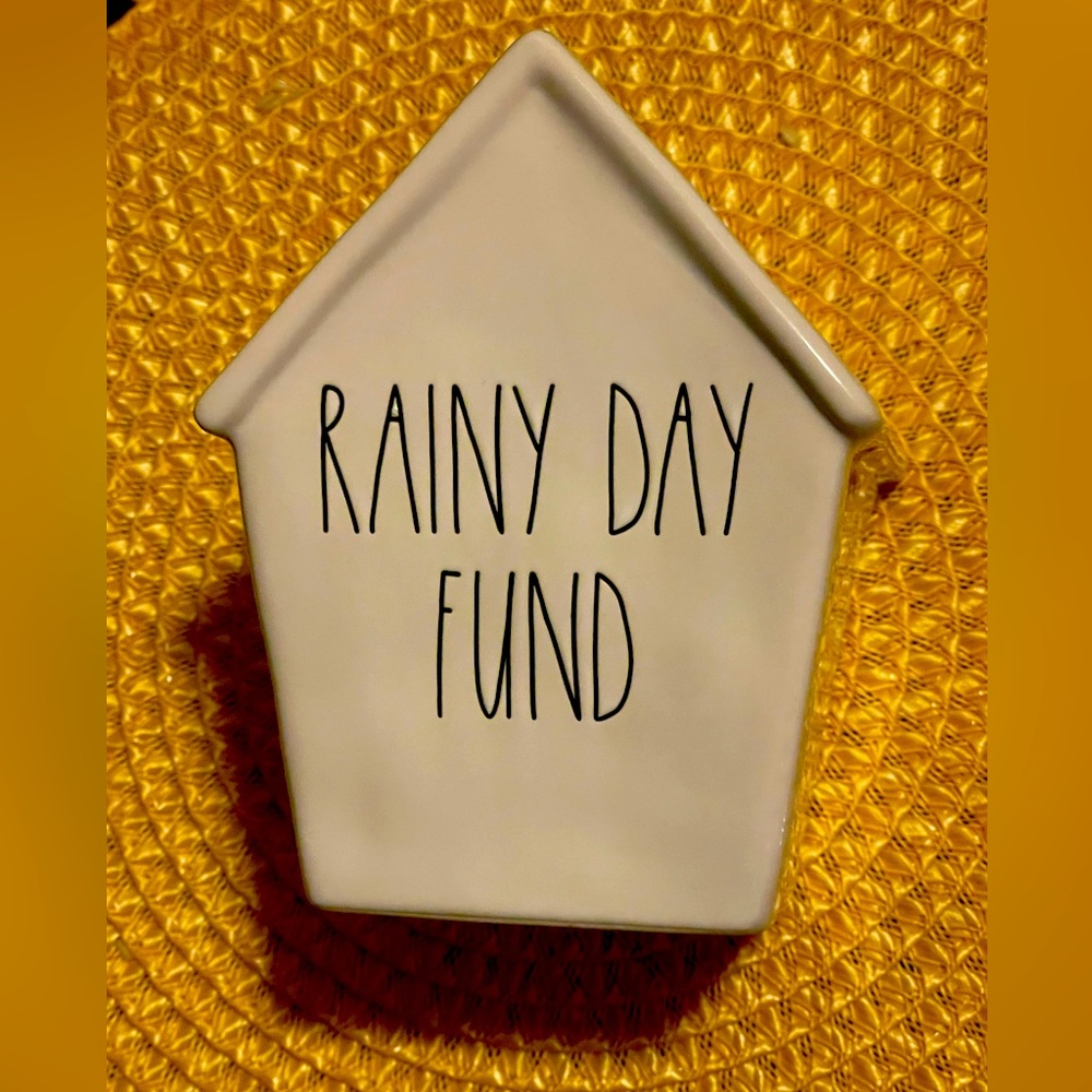 Rae Dunn Piggy bank for “Rainy Days”